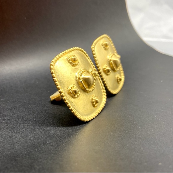 Vintage Byzantine Big & Gold Square Earrings - Picture 4 of 16